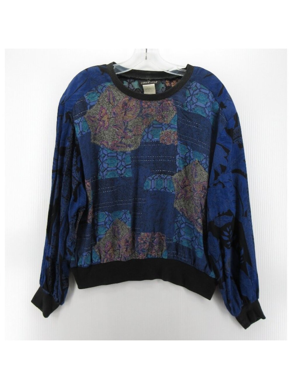 VINTAGE Carole Little Top 12 Blouse Abstract Floral Pullover 90s
